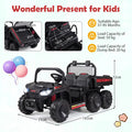 24V 2-Seater Ride on Dump Truck, 4WD Kids Ride on Car with Electric Dump Bed, Shovel, Music, Story, Wireless Connection, Lights & Parent Remote, Electric Vehicle for Boys Girls, Navy
