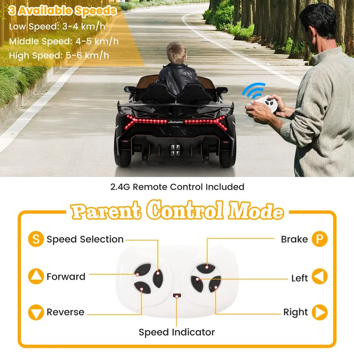 Hikidspace Licensed Lamborghini 4WD Kids Ride-on Sports Car for Kids