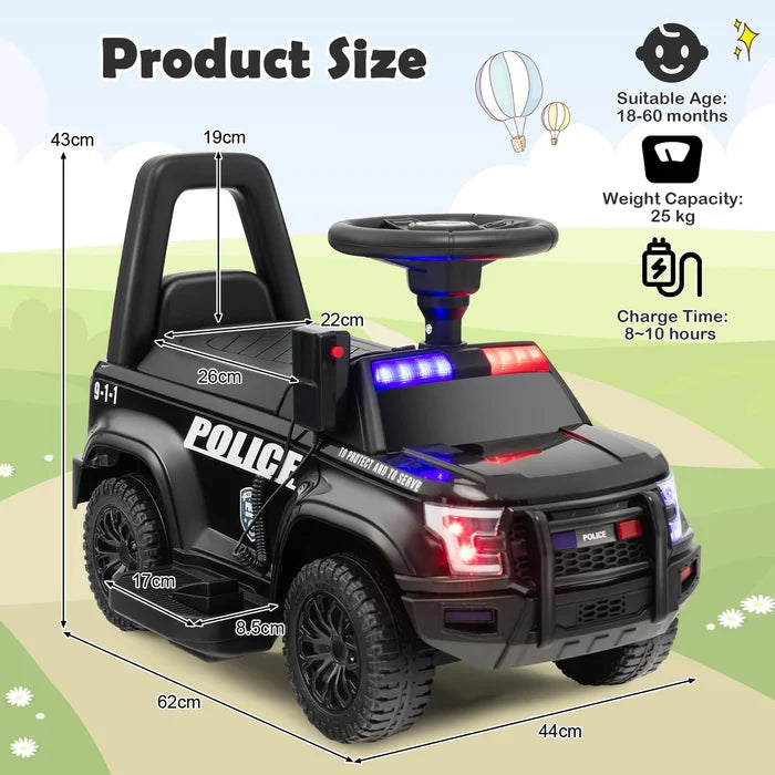 Hikidspace Kids Ride On Police Car 6V Electric Ride-on Vehicle Patrol Car for 18-60 Months