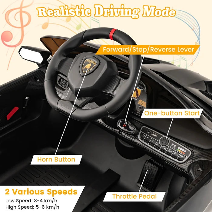 Hikidspace Licensed Lamborghini 4WD Kids Ride-on Sports Car for Kids