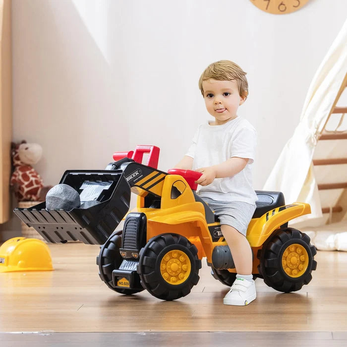 Hikidspace Kids Ride on Excavator, Construction Digger Pulling Cart with Helmet, 3 Toy Stones