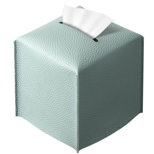 High-end Fashion PU Leather Tissue Box Holder Black with lid, Rectangular Napkin Facial Tissues Holder Dispenser,Home Office Car Tissue Box Cover Decorative Container with Magnetic Bottom (Black)